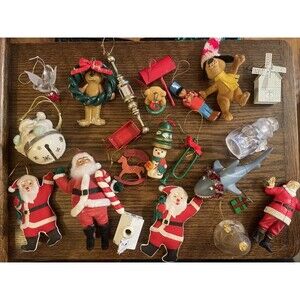 Vintage Christmas Ornament Lot Santa Lenox Hong Kong Horse Bear Glass Wood